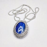 Image 2 of Chainmaille Wrapped Lapis Lazuli Pendant 