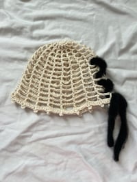 Image 3 of black lace up beanie 