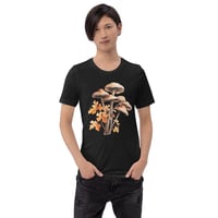 Image 1 of Beautiful Watercolor Tan and Mushrooms and Orange Leaves Unisex t-shirt