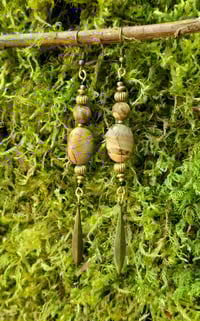 Image 3 of Jasper and Brass Drop Earrings 