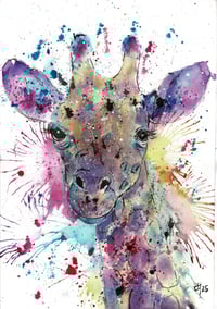 Image 3 of Bright giraffe canvas, print or original
