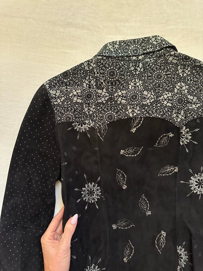 70s Roberto Cavalli leather suede snap jacket/ shirt 