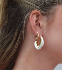 Image 1 of Pearl & Gold Statement Earrings 