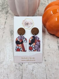 Image 1 of Wooden Batty Faux Leather Earrings