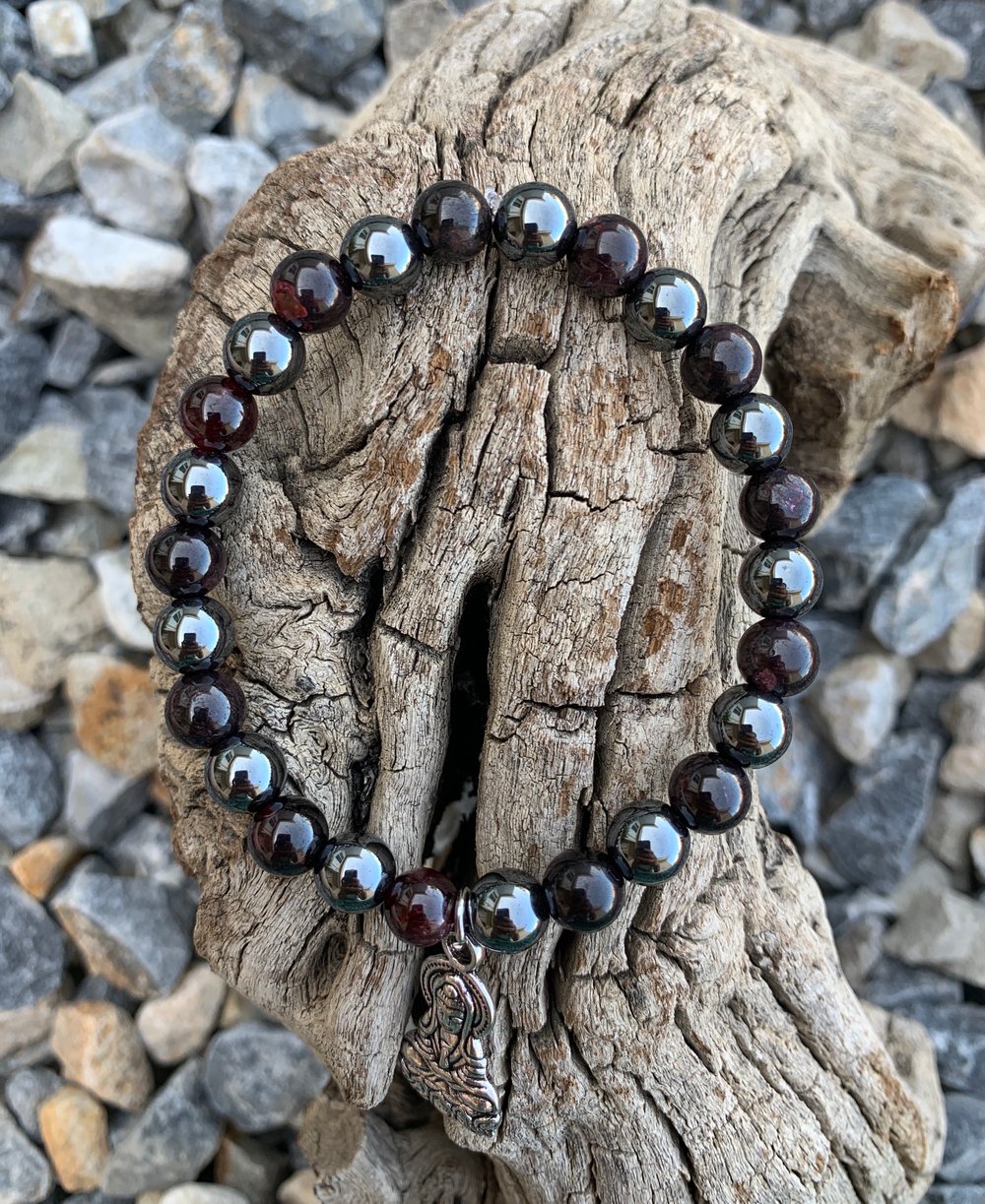 Image of Reiki Charged Kuan Yin Hematite Bracelet