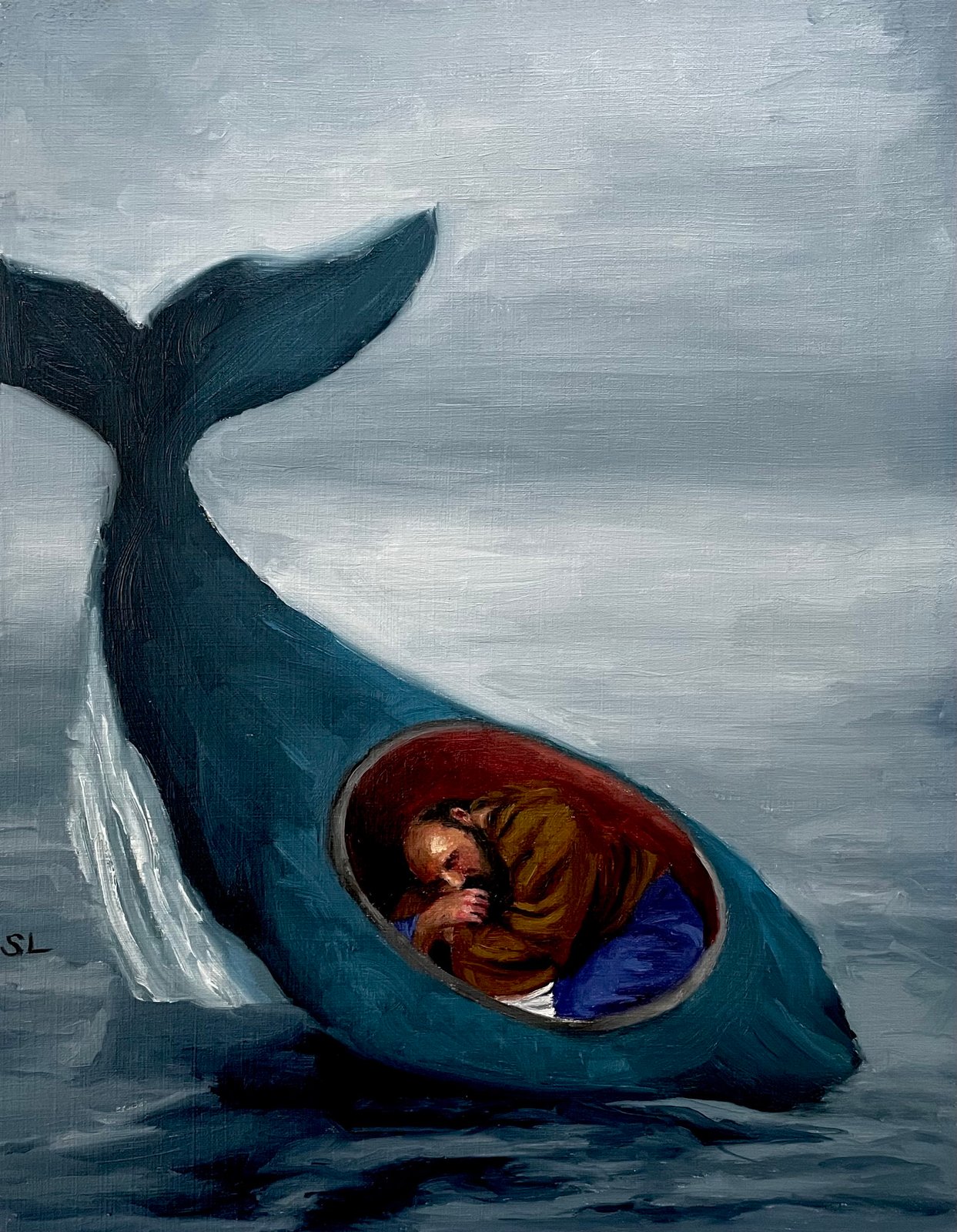 Yunus in the Belly of the Whale Print | Safia Latif