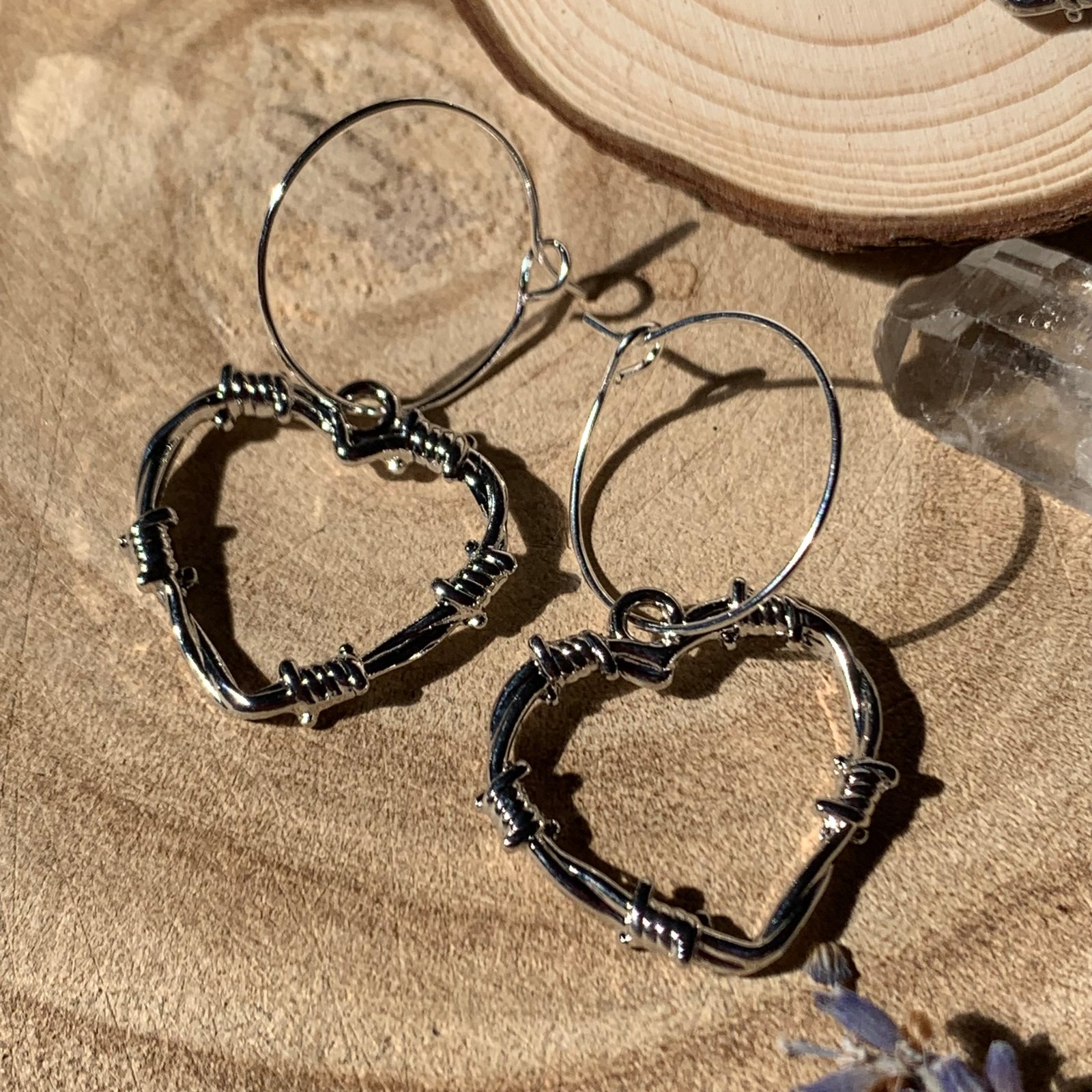 Barbed wire heart on sale earrings