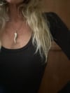 vintage LARGE italian cornicello horn good luck necklace sterling 