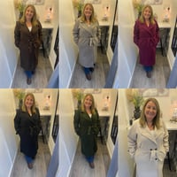 Image 1 of Lapel collar Belted Longline Coat