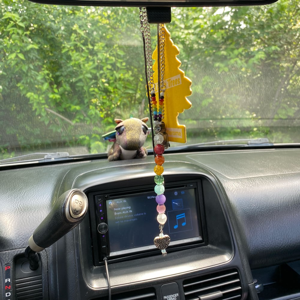 Image of rainbow heart car beads