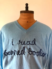 Image 2 of Gently pre-owned “I read banned books” hand-embroidered sweater