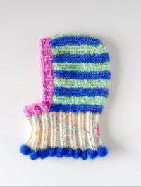 Image 2 of Sofie and Iris Striped Mint, Violet, Pastel Yellow and Lilac Mohair Balaclava