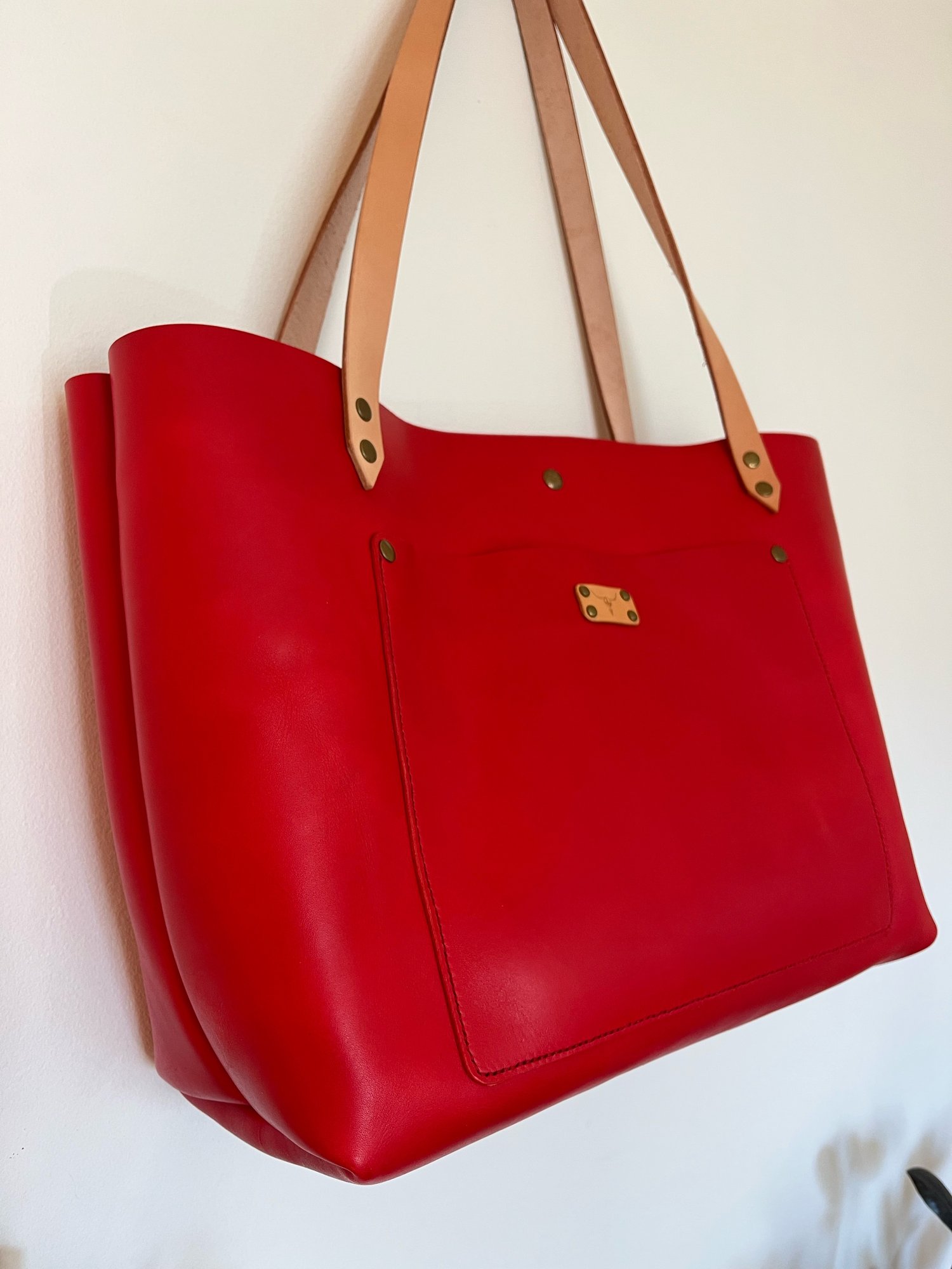 Image of Candy Apple Red Italian Vachetta Carry-all Tote