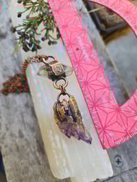 Image 3 of Electroformed Herkimer Diamond and Elestial Amethyst necklace