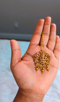 Image 2 of Manjula- Combo Temple Jewelry Necklace Set featuring Goddess Laxmi with Mangtika 