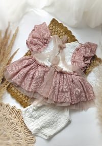 Image 3 of Photoshoot Set for Sitter baby girl - Sophie - age 9-12 months (off white and dusty pink)
