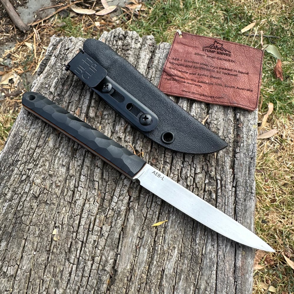 Image of 90mm Small Game/EDC AEB-L Black G10