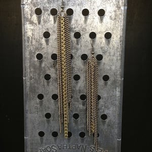 Image of Asymmetrical Chain Tassel Earrings 