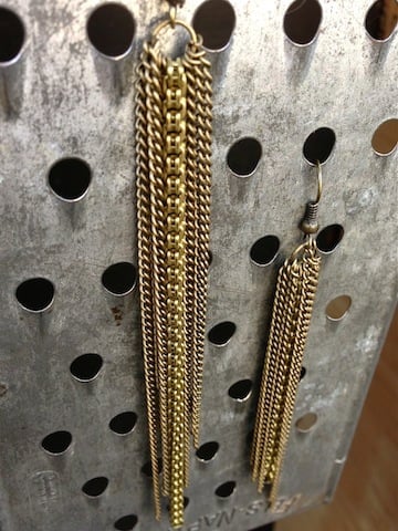 Image of Asymmetrical Chain Tassel Earrings 