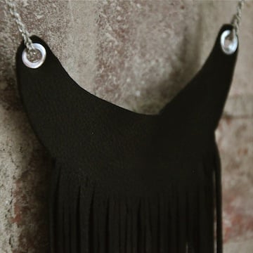 Image of Leather Fringe Necklace
