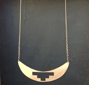 Image of Geo Brass Crescent Cutout Necklace