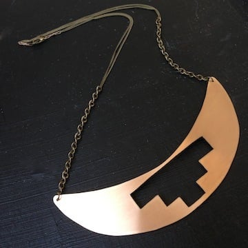 Image of Geo Brass Crescent Cutout Necklace