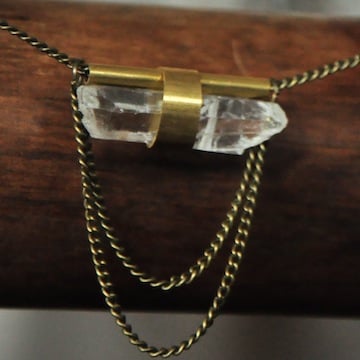 Image of Quartz Brass & Chain Drape Necklace