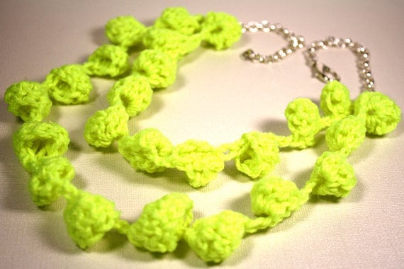 Image of Neon Crochet Bauble Necklace by Persimmon Jewelry