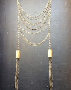Image of Chain Drape & Bullet Tassel Necklace