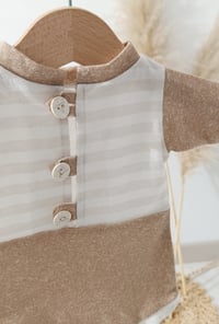 Image 2 of Newborn boy bodysuit for photoshoot | Noah | neutral beige and brown