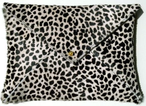 Image of Baby Giraffe Hair on Hide Leather Clutch