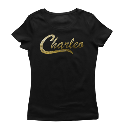 Image of Ladies Original Charleo Tee   Black/Gold Bling