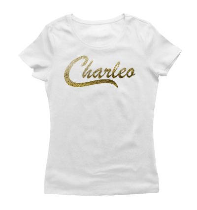 Image of Ladies Original Charleo Tee   White/Gold Bling