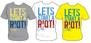 Image of Lets Start A Riot! T-Shirt - White / Yellow / Grey