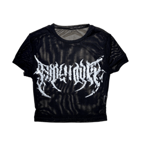Image of MESH Crop Top (short sleeve) Smelldog Metal-Logo