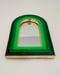Image of Arch Round Mirror Tri Green 20cm x 13cm