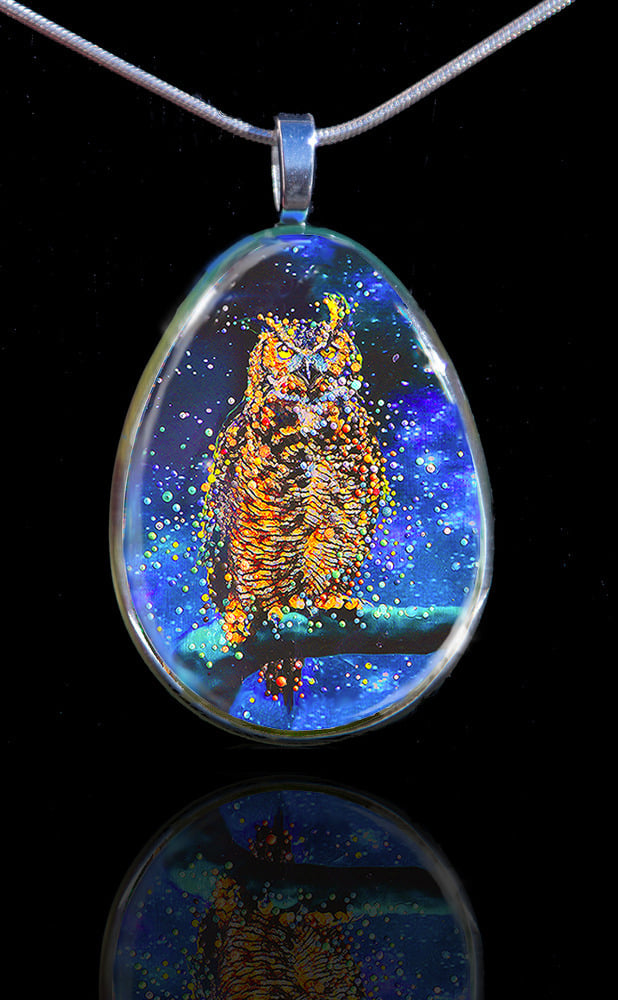 Image of Star Owl Pendant - Conduit To Celestial Wisdom
