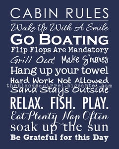 Image of Cabin Rules - Subway Art Family Rules - 8"x10" print