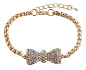 Image of Gold Iced Out Bow Tie Shamballah Box Chain Adjustable Bracelet