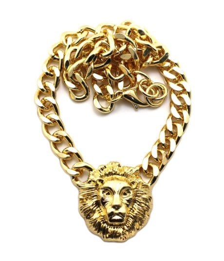 Image of Rihanna Gold Small Lion Head Pendant