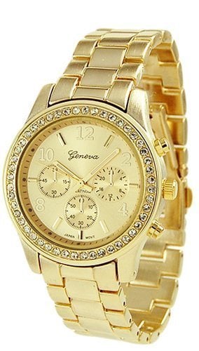 Image of Geneva Chronograph Look Watch with Crystals