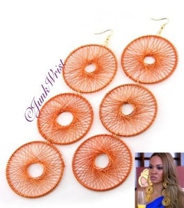 Image of Evelyn Losada Orange Metal 3 Tiered Drop Earrrings