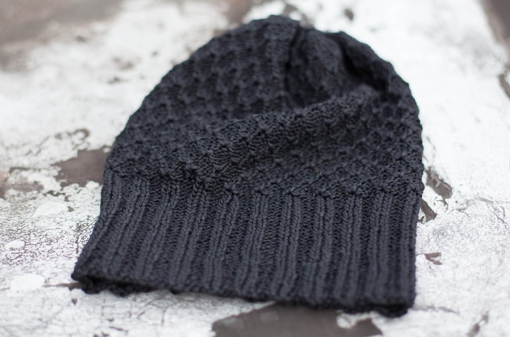 Image of 2x2 Rib & Tuck Stitch Slouchy Hat