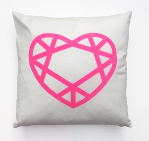 Image of LornaLove cushion : heart [neon pink on white]
