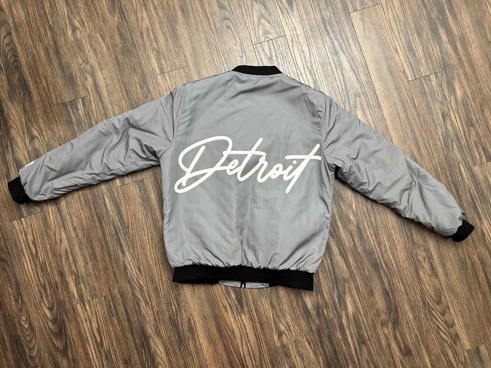 Image of Grey Detroit Printed Bomber Jacket