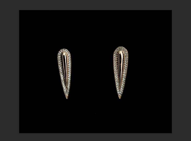 Image of Bronze Rhinesone Pointy Pierced Earrings 