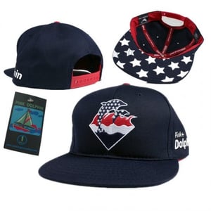 Image of Pink Dolphin Olympic waves snapback in Navy