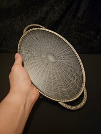 Image 1 of Ornate vintage glass vanity tray with preserved web 2