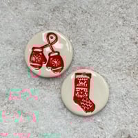 Image 1 of Ceramic Christmas Stocking and Mittens Set of 2 tags 
