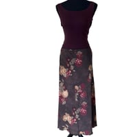 Image 7 of Vintage 90s Moody Brown Floral Maxi Skirt - Size 10 Made in Italy 